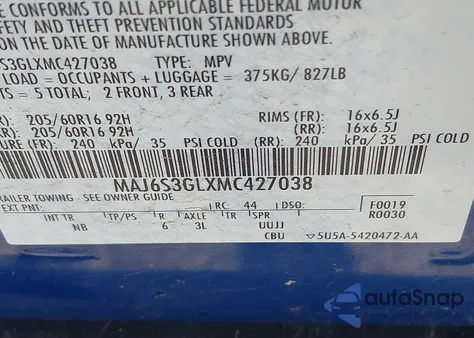 2021 Ford Ecosport Se from USA, damaged, VIN MAJ6S3GLXMC427038
